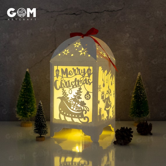 【Santa'sLittleHelper様】 Santa Claus Lantern Template - Xmas Paper Cutting Template SVG