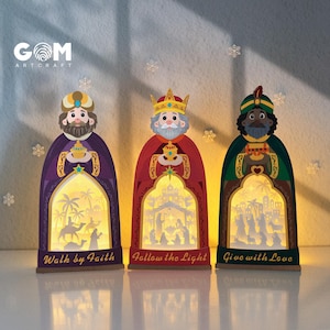 Los Tres Reyes Magos - Versículos bíblicos y resumen, Belén viviente, Plantilla para recortar papel navideño (Descarga digital)