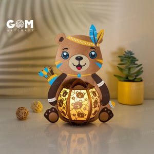 Bear Lantern Template SVG - Animal Lantern - Lanterns For Children Template - DIY Paper Lanterns - Bear Paper Cut Template