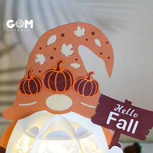 Set 3 Autumn Gnome Lantern Template - Autumn Decorative Lantern SVG ...
