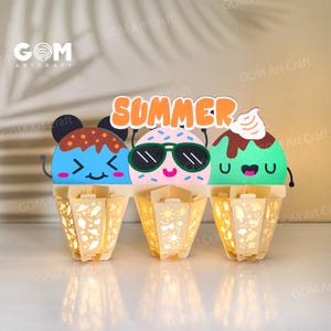Eislaterne SVG, Hallo Sommerlaterne, Papierlaternen Sommerdekoration, Eis Papierschnitt, DIY Sommer Papierlaternen