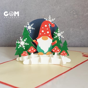 Weihnachts Wichtel Pop-up Karten Vorlage - Weihnachts Pop-up Karte SVG - Weihnachten Pop-up Karte SVG - DIY Pop-up Karte für Weihnachten