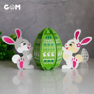 Oeuf de Pâques lanterne - lapin lanterne SVG - oeuf lanterne pour décorations de Pâques - lanternes de Pâques en papier bricolage - modèle de découpe de papier de Pâques