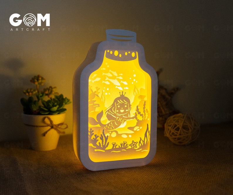 Mermaid Shadow Box - Papercut Mermaid Light Box - Paper Cut Template ...