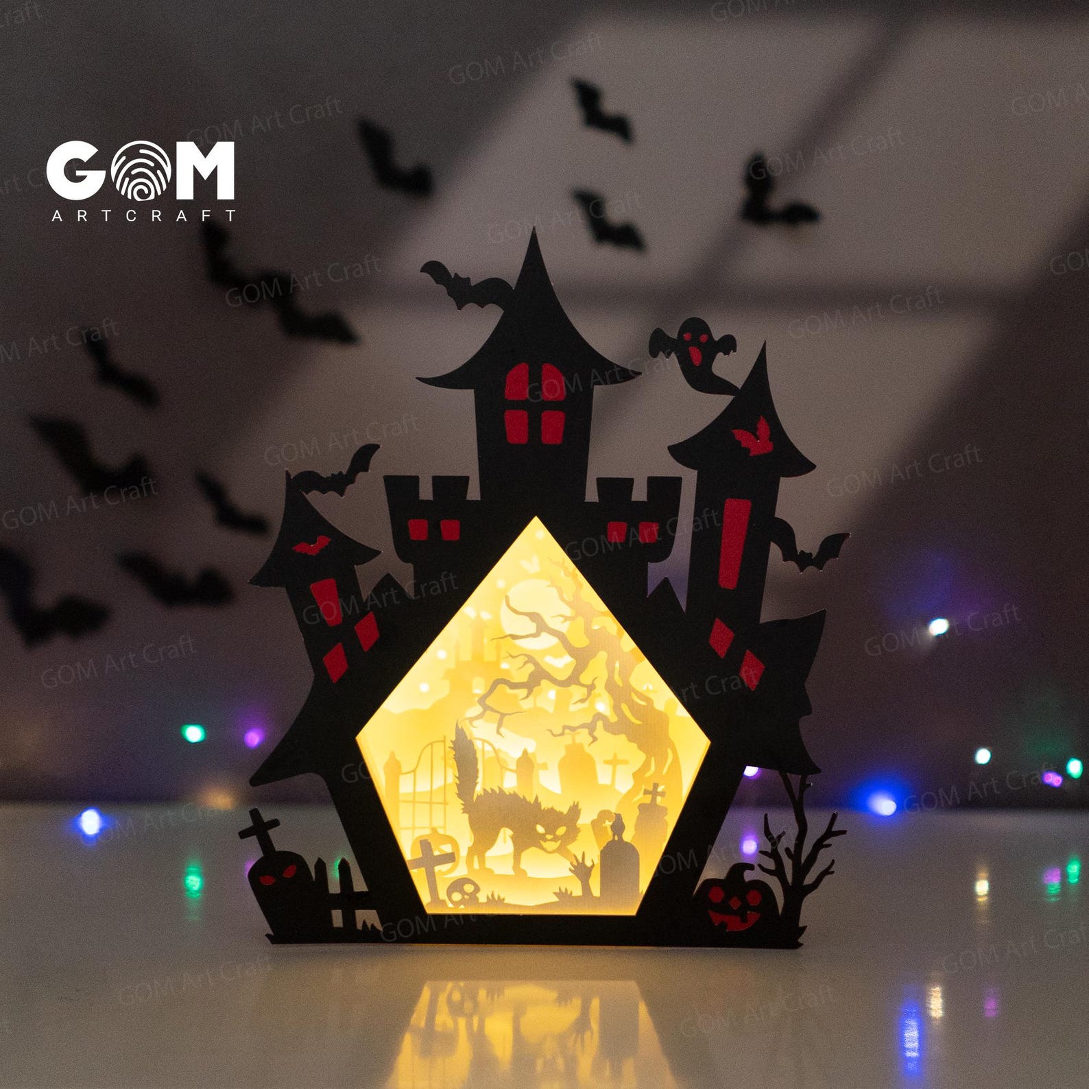 Set 3 Haunted House Shadow Box Template SVG, PDF - Haunted House Paper ...