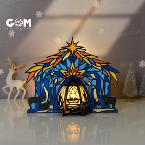 Crèche de Noël lanternes SVG, décorations de Noël lanterne bricolage, modèle de papier découpé pour Noël, joyeux Noël papier SVG