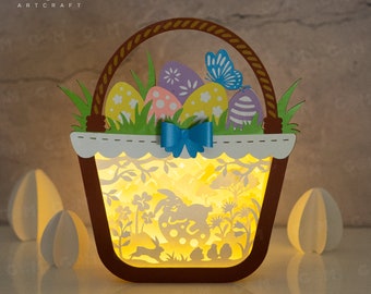 Easter Egg Basket Shadow Box SVG - Easter Bunny Lanterns - DIY Paper Easter Lanterns - Easter Egg Lantern for Easter Decorations SVG