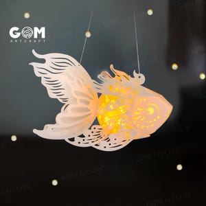 Modèle de lanterne poisson SVG, lanterne poisson rouge en papier découpé, lanternes en papier poisson DIY, découpe de papier poisson, décorations de lanterne poisson DIY