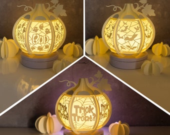 Pumpkin Lantern Template – Happy Halloween Paper Cut Light Box (SVG, PDF, PNG)