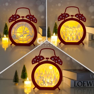 Christmas Clock Shadow Box SVG Template - DIY Paper Cutting (Digital Download)