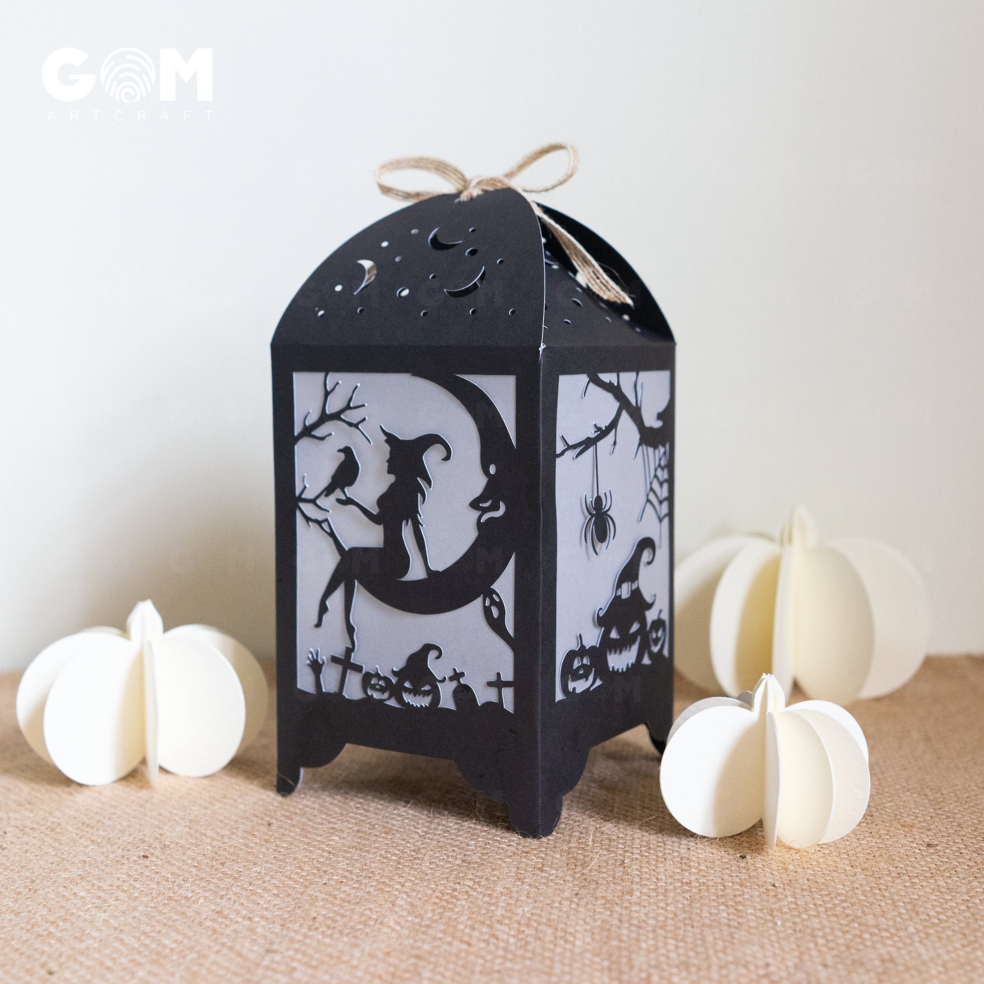 Witch Moon Lantern Template SVG – Halloween Paper Cut Light Box (DIY ...