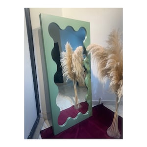 Full Length Wavy  Mirror - Floor Wave Mirror - Long Irregular Mirror - Tall Asymmetrical Mirror - Large Squiggle Mirror - Full Body Mirror