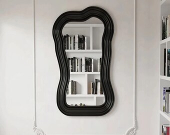 Asymmetrical Wavy Wall Mirror - Irregular Floor Mirror - Entryway Decorative Wall Mirror - Curvy Wall Hanging Mirror - Irregular Long Mirror