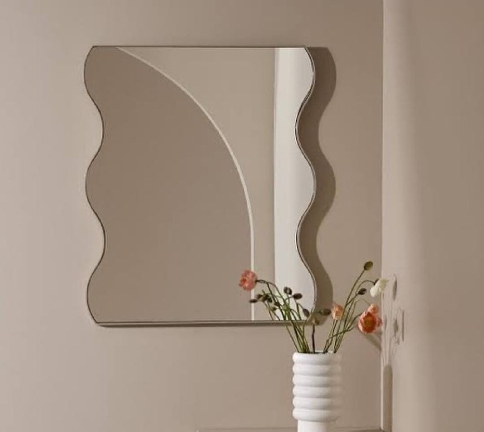 Floor Long Wavy Mirror - Full Length Asymmetrical Large Mirror ...