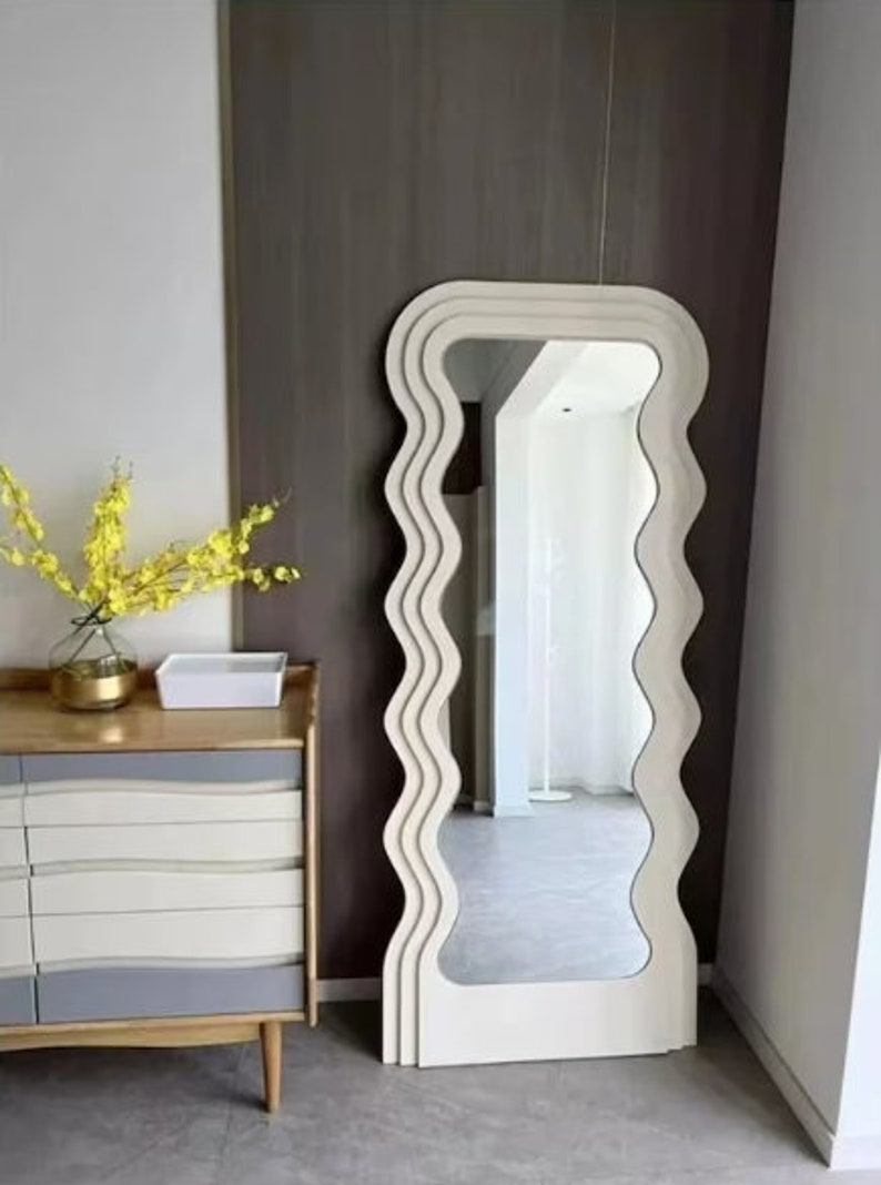 Floor Long Wavy Mirror curvy Full Body Mirrorfull Length Asymmetrical