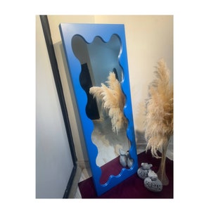 Floor Wavy Mirror - Full Length Wavy  Mirror - Long Irregular Mirror - Tall Asymmetrical Mirror - Large Squiggle Mirror - Full Body Mirror