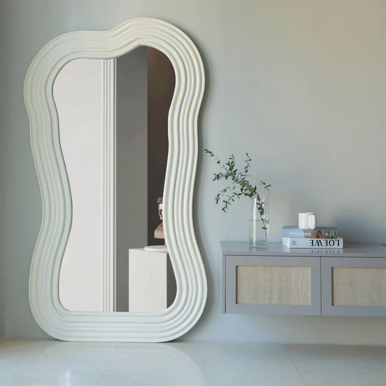 Full Length Wavy Mirror Floor Wave Mirror Long Irregular Etsy UK