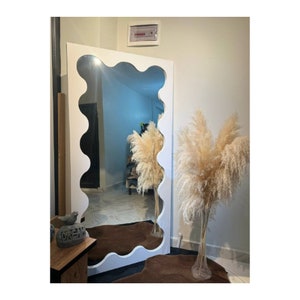 Floor Wavy Mirror - Full Length Wavy  Mirror - Long Irregular Mirror - Tall Asymmetrical Mirror - Large Squiggle Mirror - Full Body Mirror
