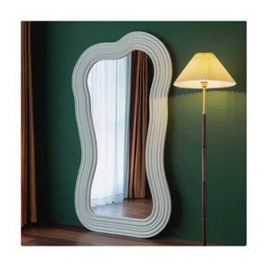 Full Length Wavy  Mirror - Floor Wave Mirror - Long Irregular Mirror - Tall Asymmetrical Mirror - Large Squiggle Mirror - Full Body Mirror