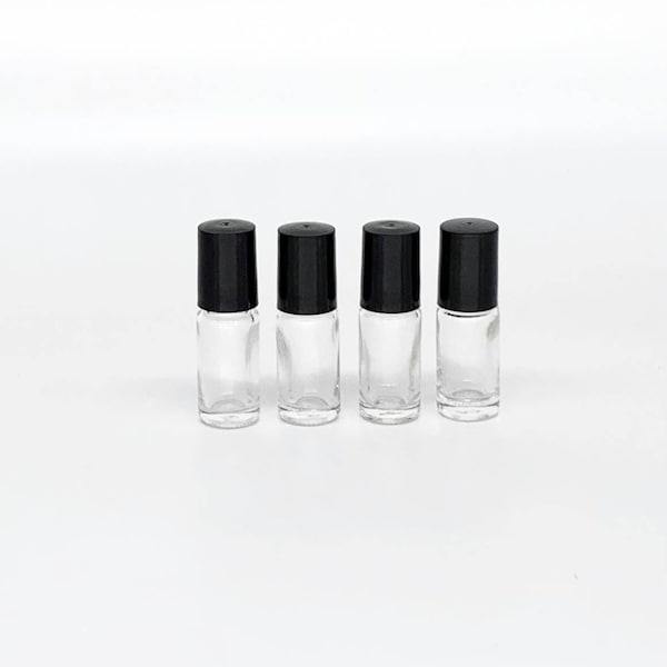 5ml Clear Roller Ball Bottle - Choose Stainless Steel or Glass Rollers - Great for Perfumes and Essential Oils