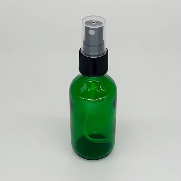 Green 2oz Black Mist Sprayer Bottle - Glass Tincture Bottles for Essential Oils & More Liquids - Leakproof Travel Bottles