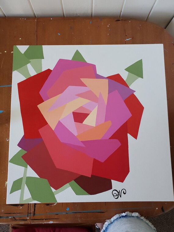 Original Painting. Abstract Rose. Cubist Rose. Pop Art Rose. Original  Painting. - Etsy