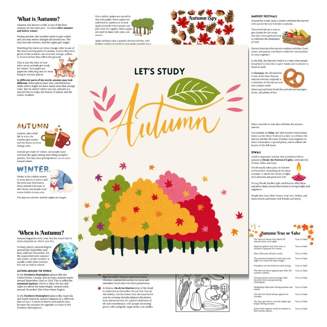 Autumn Homeschool Study Unit | Fall Digital Download Curriculum - Etsy
