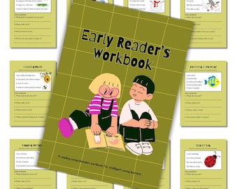 Libro de ejercicios imprimible para primeros lectores / Actividades de comprensión lectora para la educación en casa / Currículo de descarga digital
