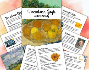 May include: A close-up of a painting by Vincent van Gogh, featuring a basket of oranges. The oranges are painted in a vibrant yellow and orange, with thick brushstrokes. The basket is made of woven wicker and is set against a background of green leaves. The painting is titled "Vincent van Gogh Artist Study".