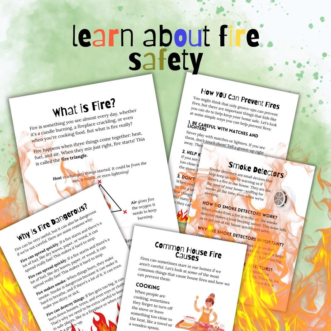 Fire Topic Practical Lessons Fire Safety Homeschool Study Unit | Life Skills Digital Download ...
