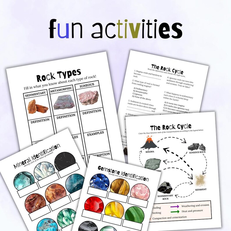 Science Rock Homework Activity Rocks & Minerals Homeschool Science Study Unit | Digital Download ...