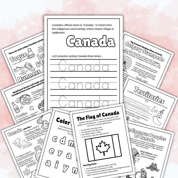 Descubre Canadá: Paquete de actividades educativas imprimibles y divertidas / Geografía, cultura y datos curiosos para niños