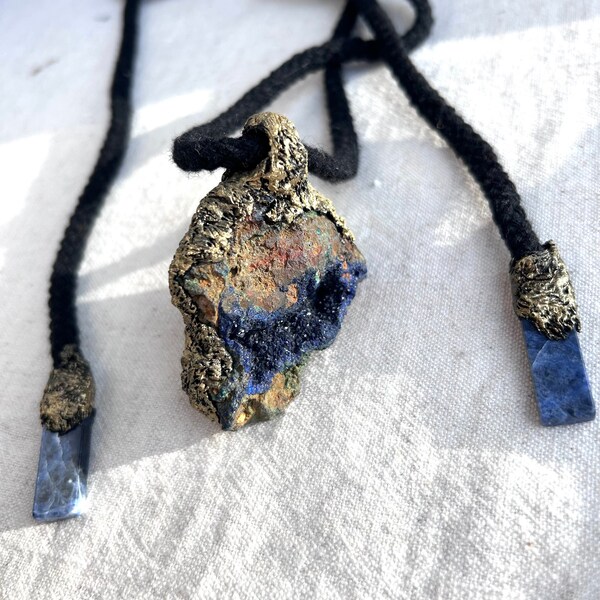 Azurite Malachite Sodalite blue healer necklace • witch crystal jewelry