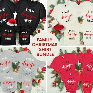 Weihnachten Familie Shirt Mockup Bundle, passende Weihnachten Shirts Mockup Bundle, Familie Bella Canvas Mockups Bundle, Flat Lay Familie Mockup