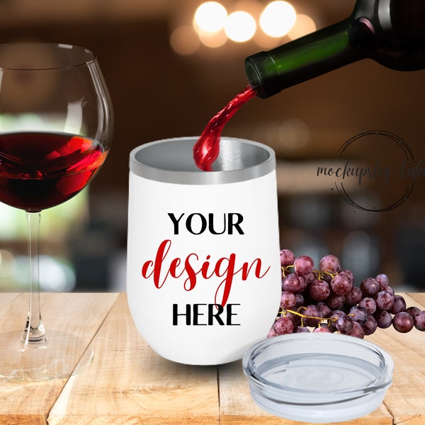 White Wine Tumbler Mockup, 12oz Wine Tumbler Mockup, 12 oz Tumbler Mockup, Wine Mockup, Styled Stock Photo, JPG Digital Download