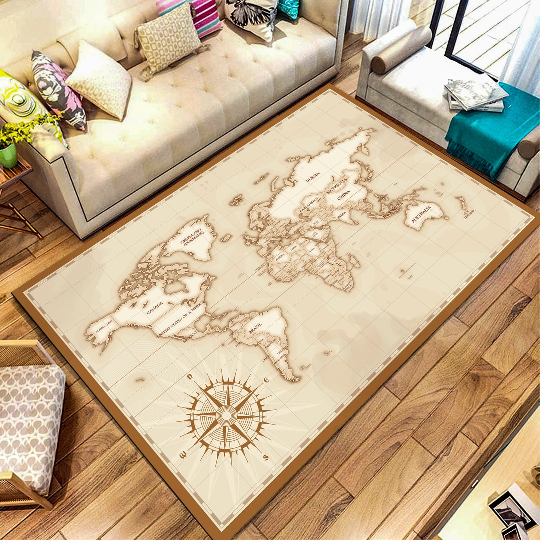 World Map Rug World Map Carpet for Livingroom World Rug Map Etsy