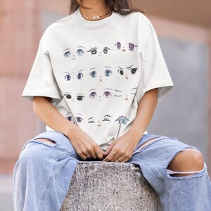 90er Jahre Anime Shirt Anime Bekleidung Oversize Anime Shirt Subtile Anime Merch Anime Kleidung Anime Augen