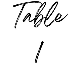 Modern Cursive Wedding Table Number Template DIY