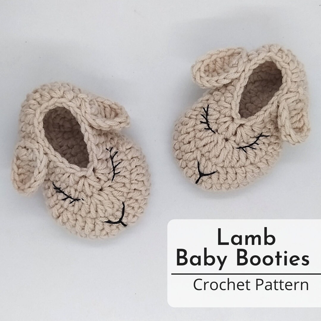 Patron au crochet Pdf Chaussons bébé agneau (Facile et rapide
