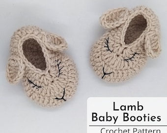 Crochet Pattern Pdf : Lamb Baby Booties (Fast and Easy for beginners)