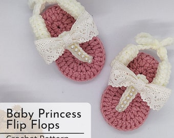 Crochet Pattern Pdf - Baby Princess Flip Flops Sandals Slippers