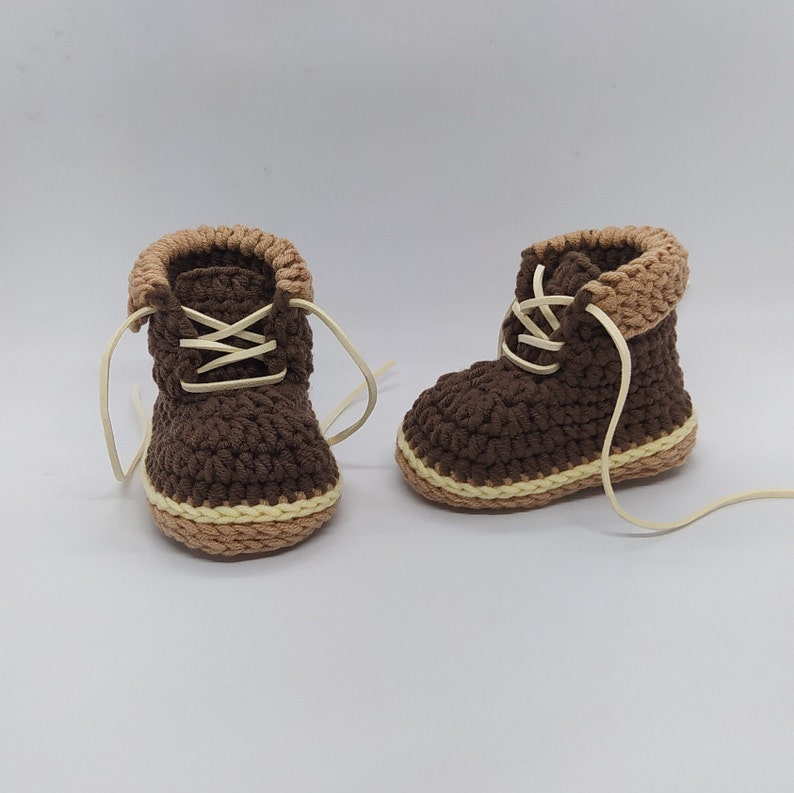 Crochet Pattern & Video Tutorial : Work Boots Baby Booties image 4