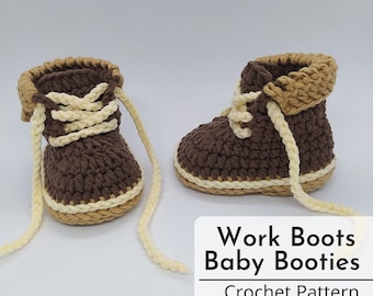 Crochet Pattern & Video Tutorial : Work Boots Baby Booties