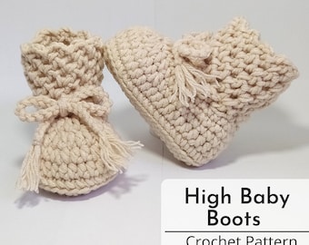 Crochet Pattern High Baby Boots Vintage Boho