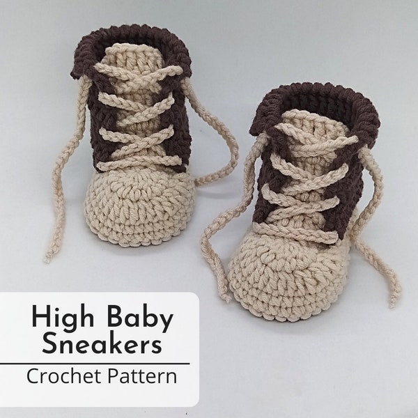 Crochet Pattern PDF - Baby Booties, High Sneakers, Baby Shoes, Baby Boots