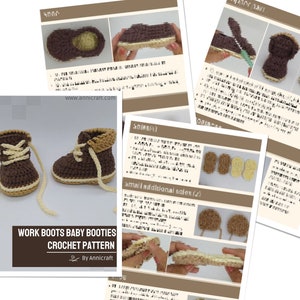 Crochet Pattern & Video Tutorial : Work Boots Baby Booties image 8