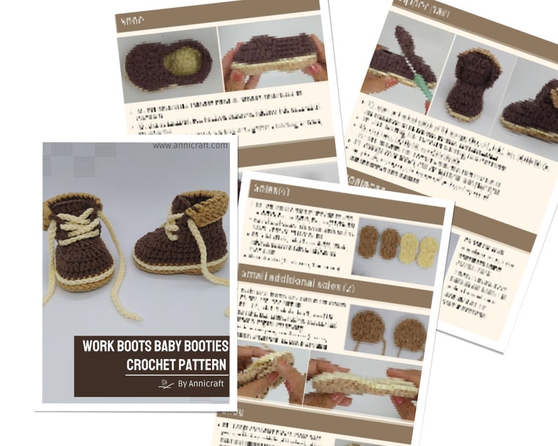 Crochet Pattern & Video Tutorial : Work Boots Baby Booties image 8