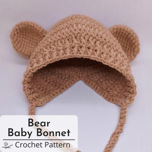 Crochet Bear Baby Bonnet Pattern pdf Tutorial