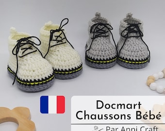 Pdf Pattern Baby Booties, Docmart Chaussons Bébé Patron au Crochet  en Français, in French