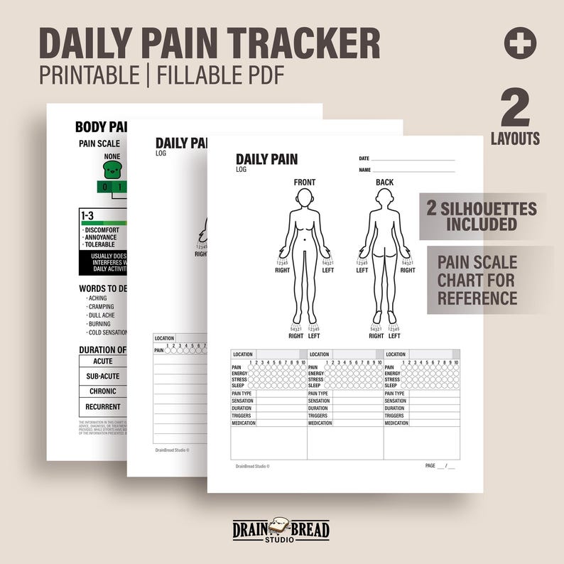 Fillable Pdf Pain Log Example Daily Pain Tracker | Printable Symptom Log (PDF) - Etsy Australia
